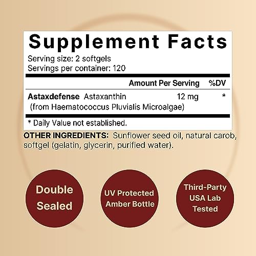 NatureBell Astaxanthin Supplement Facts Label