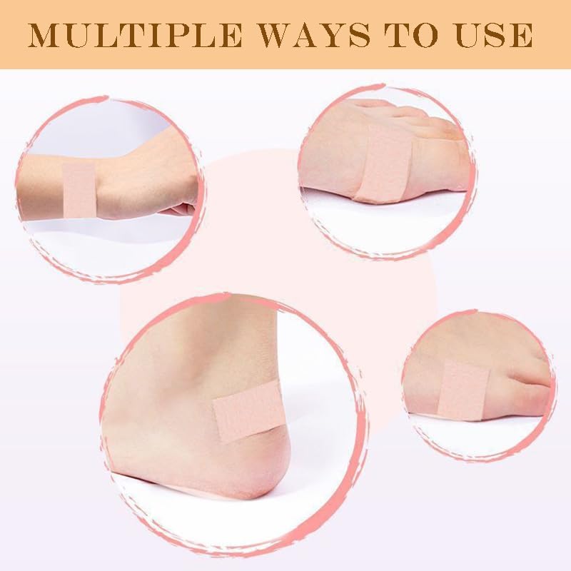 Adhesive moleskin patches applied to the heel for athletic blister prevention