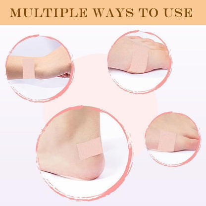 Adhesive moleskin patches applied to the heel for athletic blister prevention