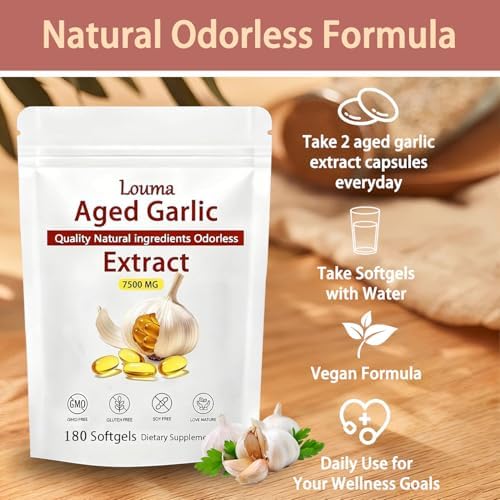 EILTEAU odorless aged garlic extract 7500mg supplement facts nutrition label