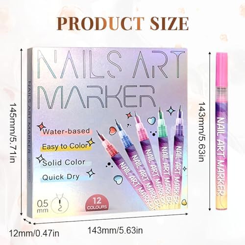User applying detailed nail art with a painting pen