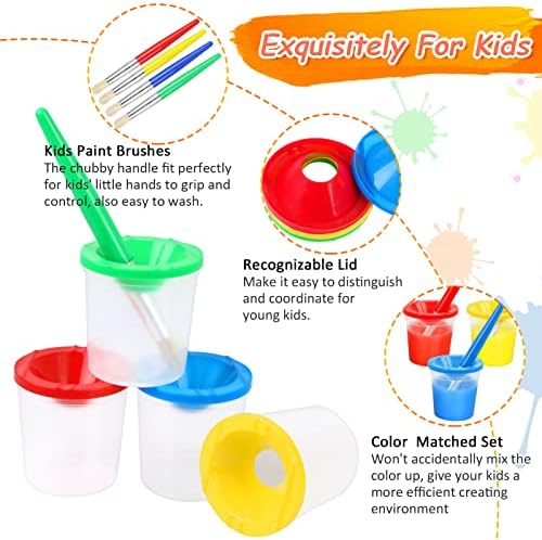 Toddler-friendly chubby paintbrushes with durable hog bristles in red, blue, yellow, and green.