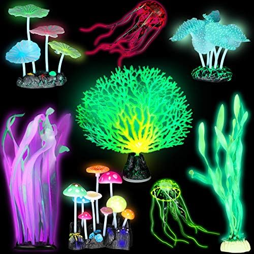Frienda artificial glowing coral and kelp plants for fish tanks