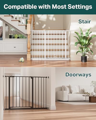 InnoTruth extra wide staircase gate protecting a toddler near stairs