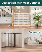 InnoTruth extra wide staircase gate protecting a toddler near stairs