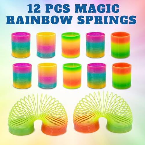 Liberty Imports assorted colorful birthday party favors arranged neatly to showcase the different neon shade variants.
