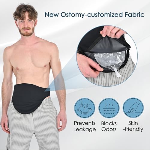 Adjustable velcro closure detail on Wearwan XL ostomy bag cover for men and women.