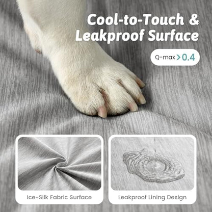 COZY KISS Cooling Dog Bed for Extra Large Dogs, 48"x32" Orthopedic Foam Sofa with Bolster Sides, Q-Max >0.4 Cooling Technology, Cool Pet Bed with Removable Washable Cover, Grey - Image 5