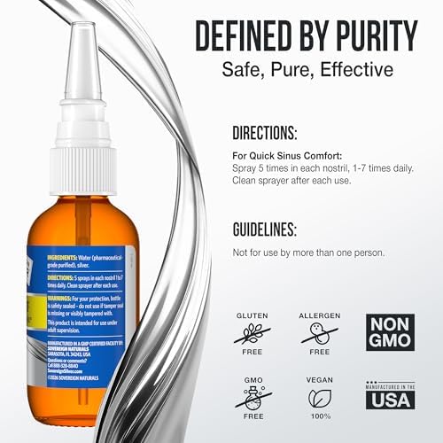Pack of two Sovereign Silver Nasal Spray bottles for sinus relief and respiratory support.