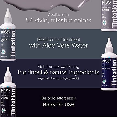 Authentic USA imported Kiss Tintation semi permanent hair dye in Jet Black shade for vibrant color shine