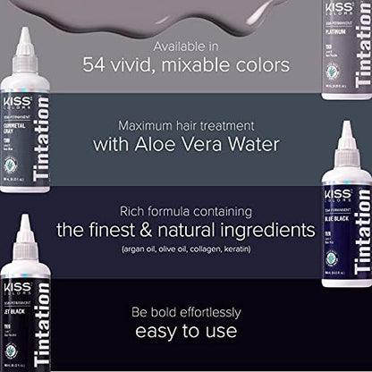 Authentic USA imported Kiss Tintation semi permanent hair dye in Jet Black shade for vibrant color shine