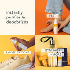 Barefoot Scientist shoe disinfectant spray being applied to athletic footwear