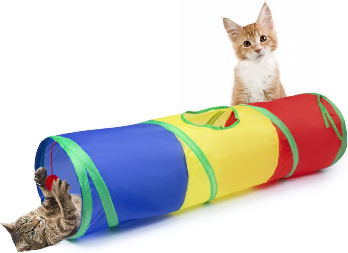 Sheldamy Cat Tunnel, S-2-Way Cat Tunnels for Indoor Cats, Collapsible Cat Play Tunnel, Interactive Toy Maze Cat House with 1 Play Ball for Cats, Puppy, Kitty, Kitten, Rabbit (Blue & Black) - Image 11