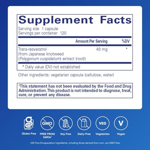 Pure Encapsulations Resveratrol supplement facts label