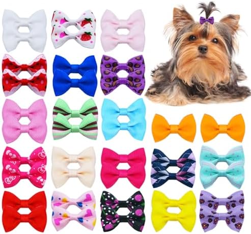 Colorful puppy hair bows with alligator clips set