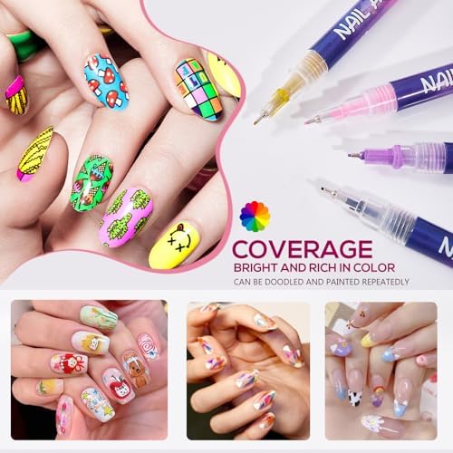 12 vibrant color swatches created with LuWomenre nail markers