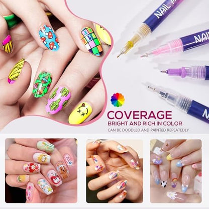 12 vibrant color swatches created with LuWomenre nail markers
