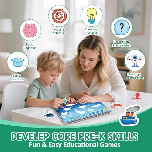 Complete set contents of the imported VUIYA preschool activity workbook with sensory elements.