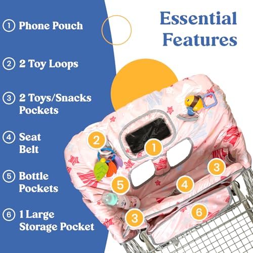 PILLANI baby buggy cover showcasing the built-in toy loops and clear phone pocket feature.