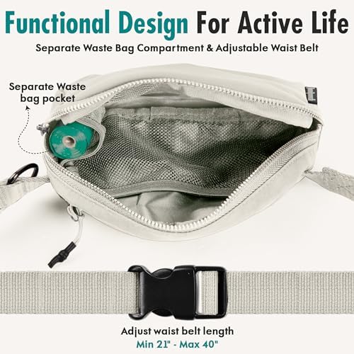 Detachable shock absorbing bungee leash on Junipooch pet belt bag