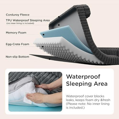 Bedsure ComfyFleece(TM) Orthopedic Dog Beds Large Sized Dog, Waterproof Memory Foam Pet Couch Sofa with Sides, Non-Slip Bottom and Egg-Crate Foam Large Pet Bed with Washable Corduroy Cover, Grey - Image 5