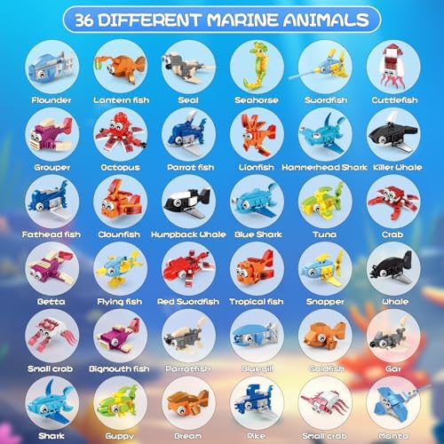 VOPOGLNE sea creature building kit demonstrating fine motor skill development through small block interlocking action.