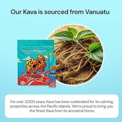 Kava Punch relaxation drink mix single serve pouch on a clean lifestyle background