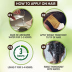 Organic henna hair mask application for natural reddish brown grey coverage.