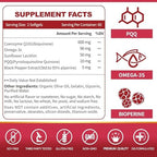 Evorina Zebora CoQ10 supplement facts label and ingredient details