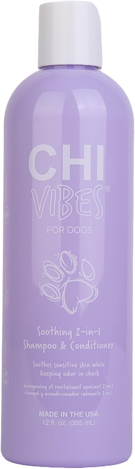 CHI Vibes for Dogs 5-in-1 Shampoo & Conditioner, Cleans + Deodorizes + Moisturizes + Detangles + Helps De-Shed, Vegan pH Balanced, Gluten & Paraben Free, Made in USA, 12 Fl Oz - Image 10