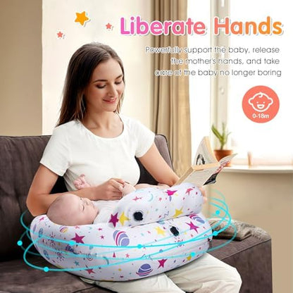 Side profile of Portabuddy travel feeding cushion with waist strap