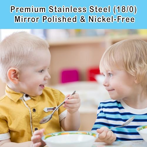 Durable metal kids silverware set in branded packaging