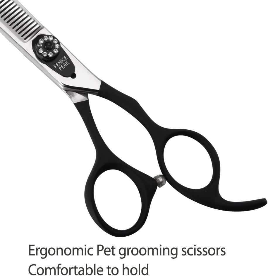 Fenice Peak curved pet grooming scissors for precision contouring around paws.