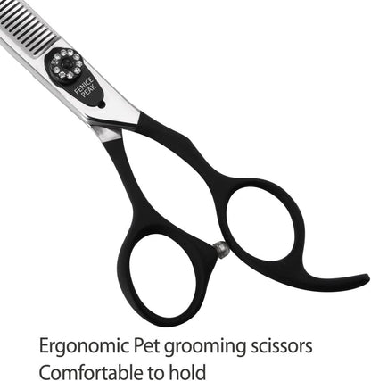 Fenice Peak curved pet grooming scissors for precision contouring around paws.