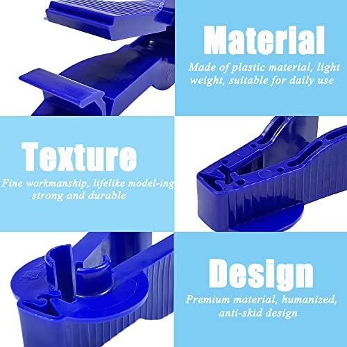 Pack of five blue disposable peritoneal dialysis clamps arranged neatly.