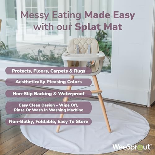 Toddler playing with arts and crafts on the large protective WeeSprout splat mat