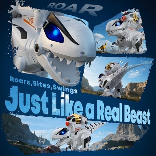 Side profile of large Ruko 8809 white robot dinosaur