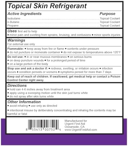 Imported USA cold spray for first aid kits and emergency burn care