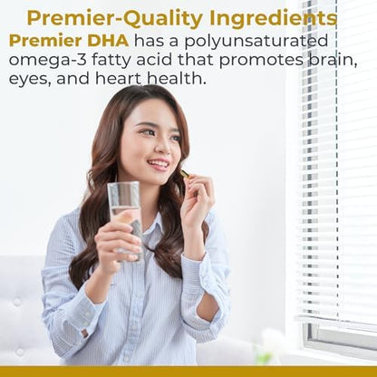 Premier Research Labs authentic marine algae source vegan DHA product packaging information