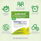 Boiron AllergyCalm 60 count box showcasing natural active ingredients