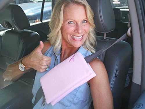 The Breast and Chest Buddy packaging and seatbelt application