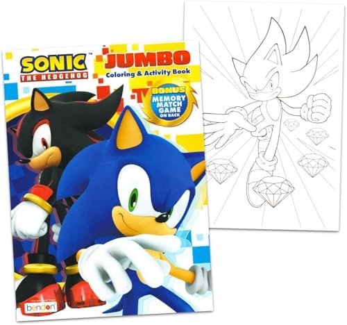 Bendon Sonic the Hedgehog jumbo coloring book back cover featuring the memory match game