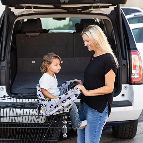 J.L. Childress baby cart cover folded compactly into its attached black zippered travel storage pouch.