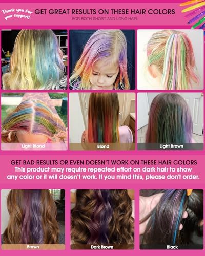Close up of 14 colorful hair chalk pens in professional packaging