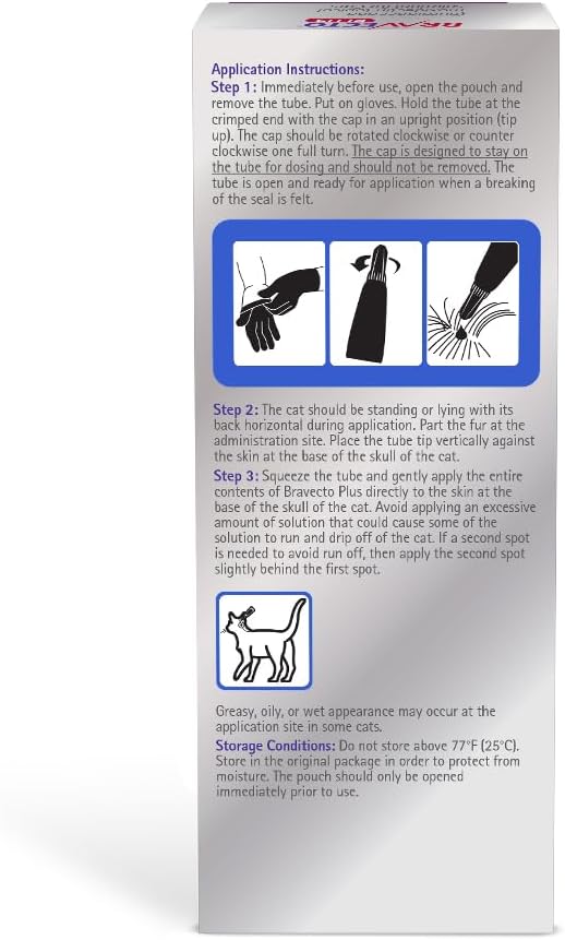Bravecto Plus cat parasite protection packaging label details