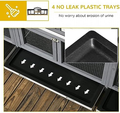 PawHut outdoor rabbit hutch slide-out tray