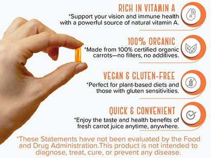 Educational display of carrot juice powder health benefits