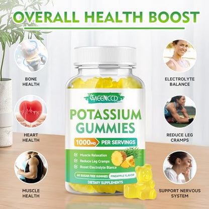 Sugar free vegan potassium chewables spilling out of the packaging container