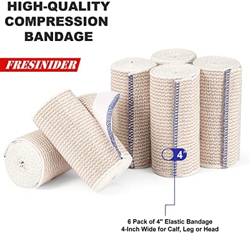 FRESINIDER 4 inch wide cotton compression wrap showing dual touch closures.