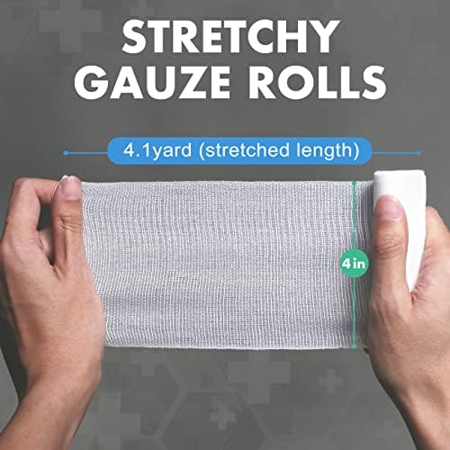 Full box of twenty four count LotFancy rolled gauze wrap for medical usage.